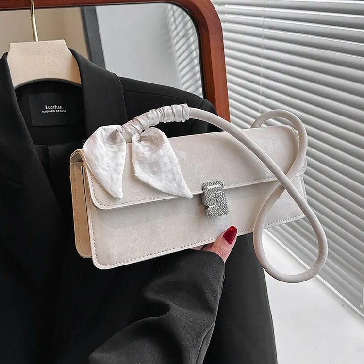 牛仔时髦马鞍包大容量手提包洋气温柔时尚丝巾单肩包包女腋下包