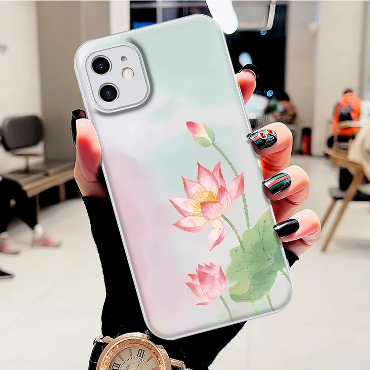 适用苹果11水凝壳11pro硅胶11promax手机壳好运莲花新款防刮防摔