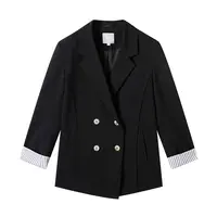 对白条纹拼接西装外套通勤时髦西服DYZB-FDX011