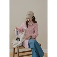 大婉酱微胖定制【桃汽微笑】亚麻混纺刺绣衬衫女遮肉显瘦上衣 2508D