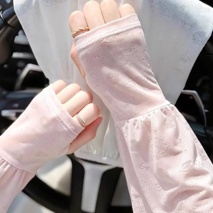 温柔仙女风蕾丝防晒冰袖薄款开车防晒宽松护袖女冰丝袖套夏季透气