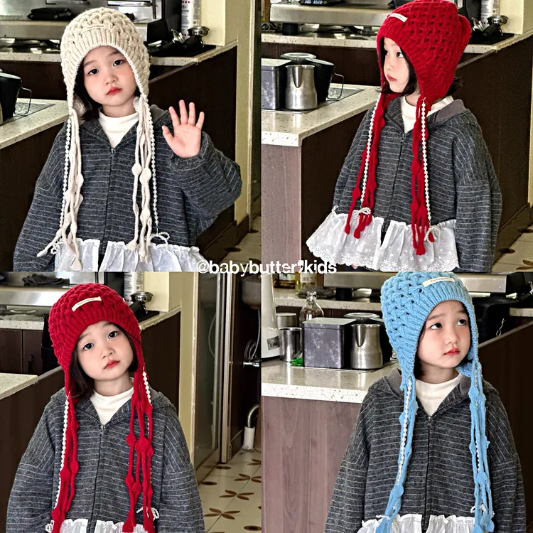 儿童帽子秋冬韩版流苏风针织毛线帽女童宝宝保暖护耳帽
