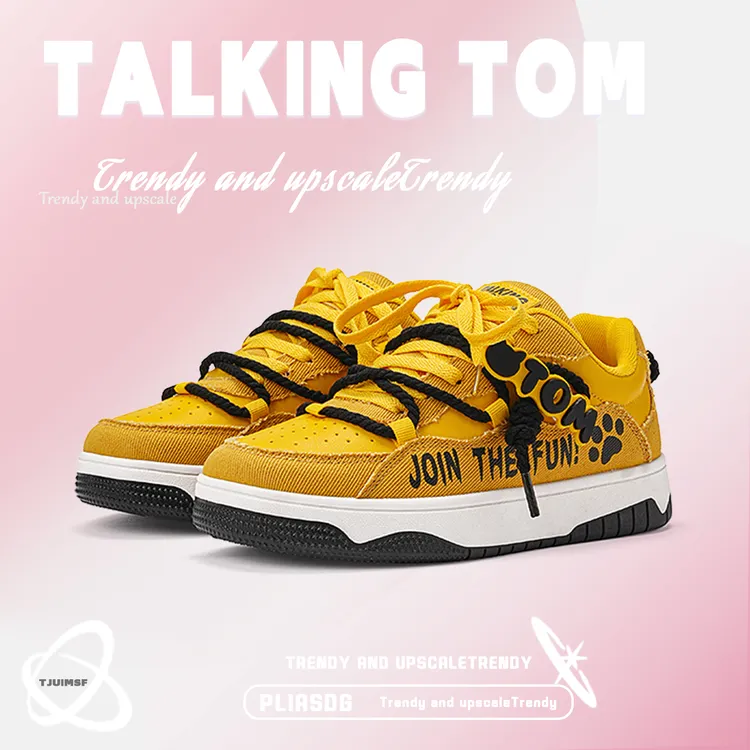 汤姆猫鞋子女款美式复古高品质明星同款百搭鞋子黄色鞋子女生板鞋