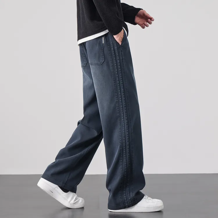 秋季宽松长裤男士牛仔裤休闲裤大码百搭潮流高街春秋秋冬直筒裤 