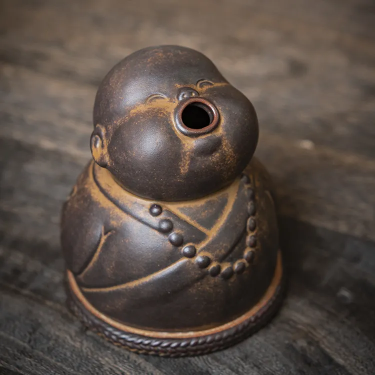 创意小和尚香炉家用室内檀香盘香炉中式客厅茶道摆件沉香陶瓷复古