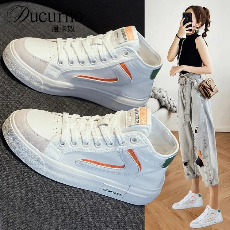 真皮高帮小白鞋2025年新款春夏季女鞋百搭透气运动休闲秋季板鞋子