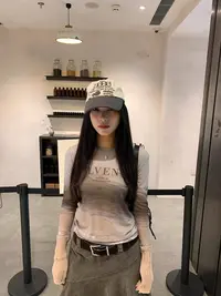 ONEXH·2025冬季毛织袖口拼接款印花长袖网纱上衣小众套头内搭衫