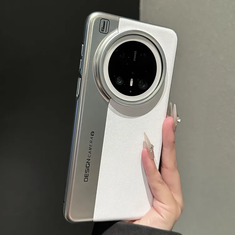 适用华为mate70pro+手机壳简约商务撞色拼接素皮相机设计保护套