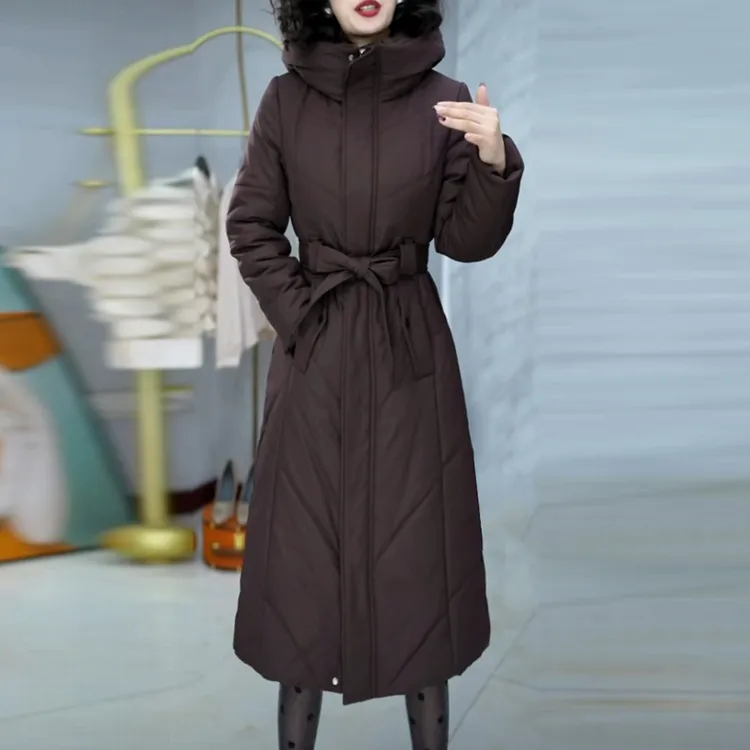 蓄热棉修身显瘦棉衣外套女士2025冬季新款气质中长款过膝保暖棉服