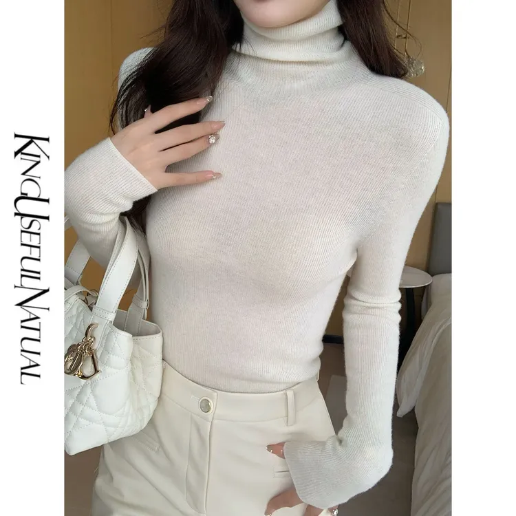KUN 【百搭单品】纱线为王~无缝一体绵羊毛长袖高领针织衫