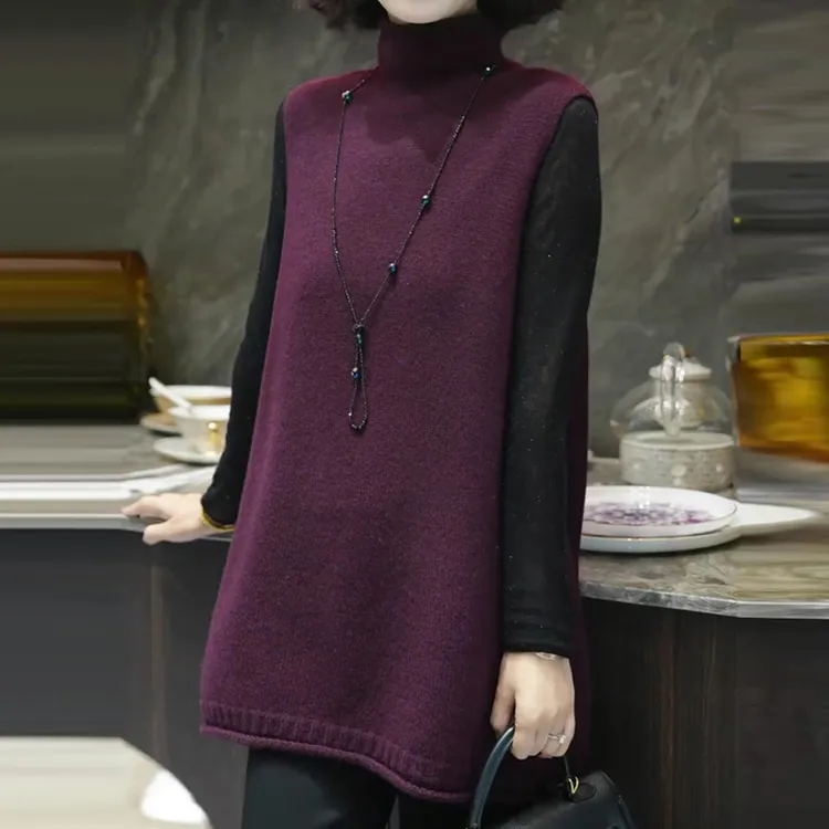 M810新款百搭小众设计感高领针织衫背心女秋冬宽松显瘦上衣