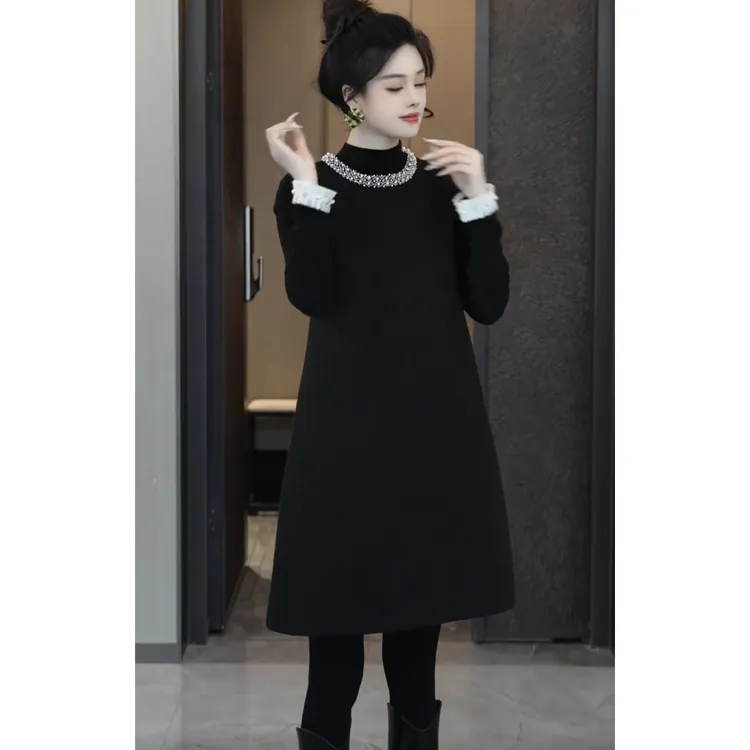 小香风背心裙女秋冬新款韩版时尚轻奢高档气质宽松连衣裙大码裙子