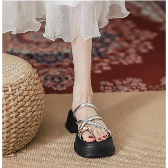 红路皇高跟气质高级感厚底凉拖凉鞋女夏外穿2025新款晚风套趾拖鞋