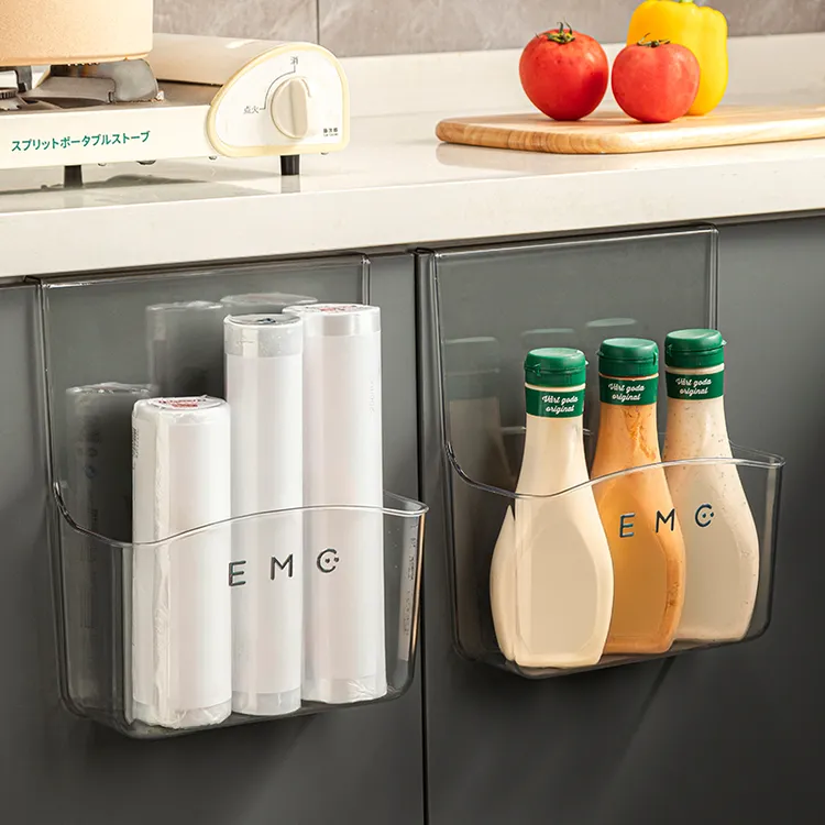 厨房橱柜门上挂架门后门后置物架宿舍免打孔壁挂式收纳架透明加厚