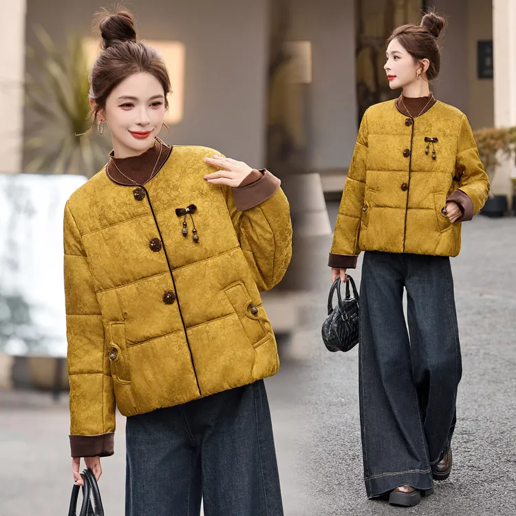 新中式国风提花棉衣女短款2025年冬季新款高级感复古棉服棉袄外套