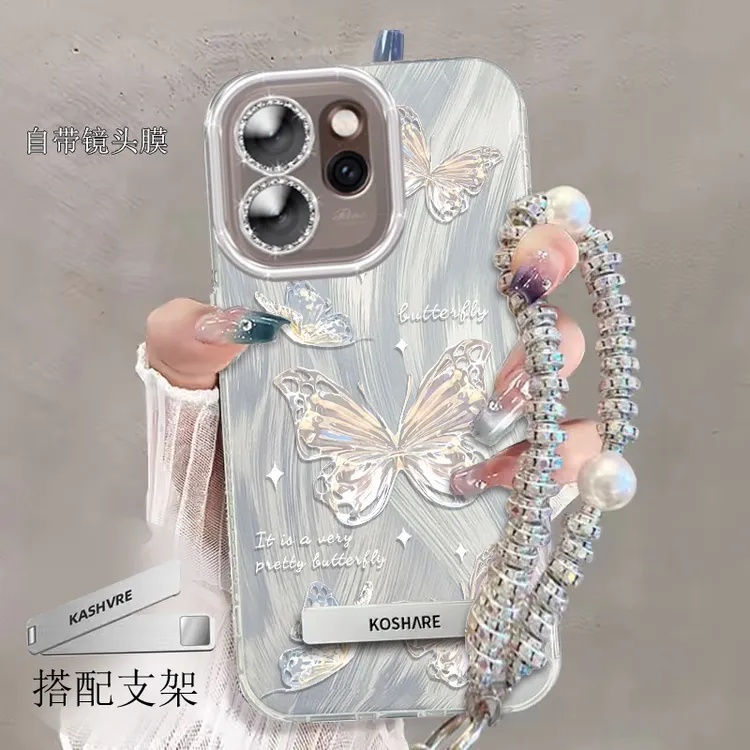 带镜头膜OPPOReno15手机壳PLW110羽纱蝴蝶reno15pro软壳全包新款