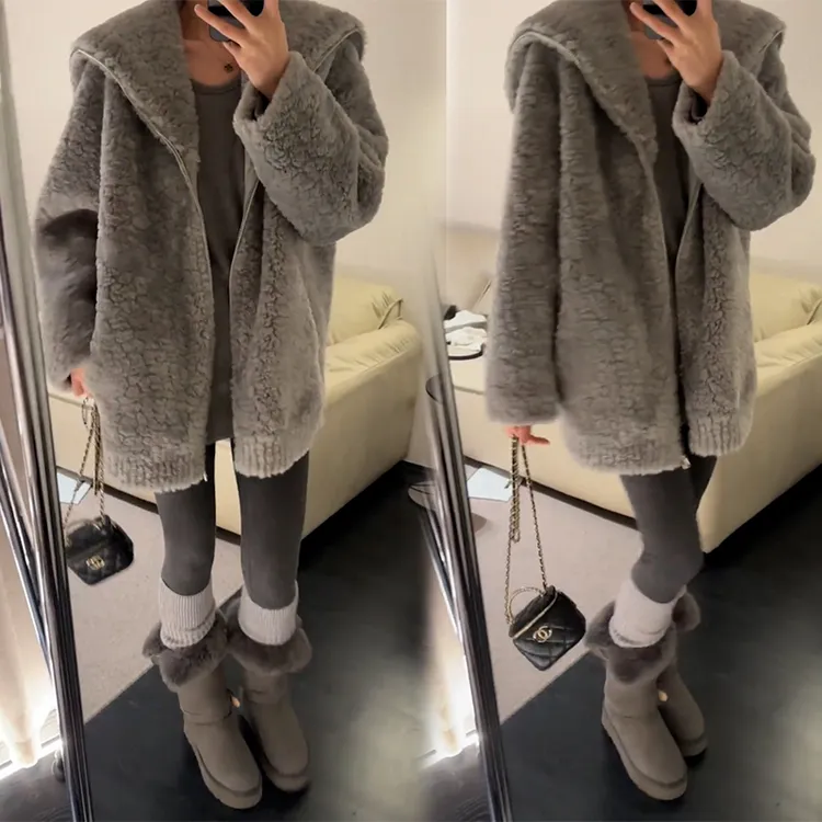 韩版时尚百搭设计翻领拉链外套女2025年秋冬季新款保暖上衣短款潮