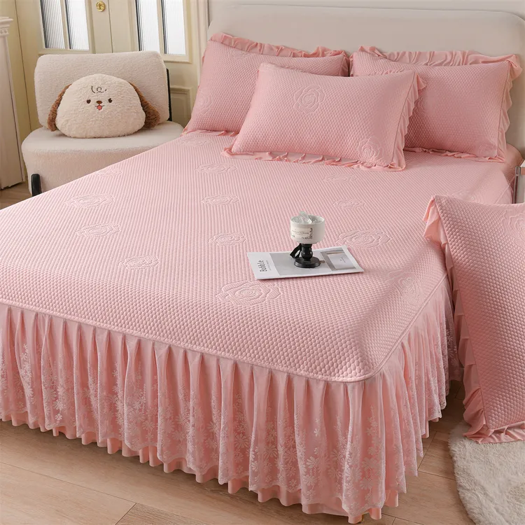 【升级款】A类床裙款冰豆豆软凉席三件套加厚100%乙纶高分子 可机洗