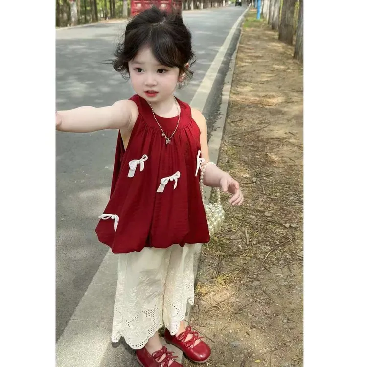 女童洋气时髦套装2025新款夏装小童女宝宝背心两件套甜美