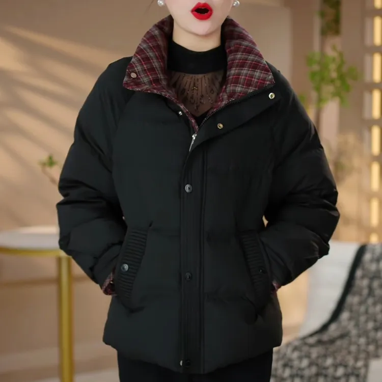 高级立领保暖羽绒服女2025冬季新款时尚显瘦百搭白鸭绒洋气外套潮