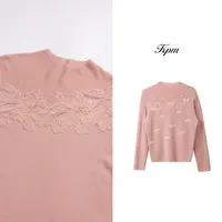 冬季新品羊毛衫洋气精致蕾丝拼接减龄半高领长袖针织衫女JN9055