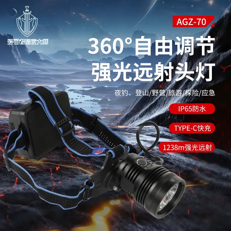 爱弓者强光充电超亮头戴式360度旋转户外专用头灯