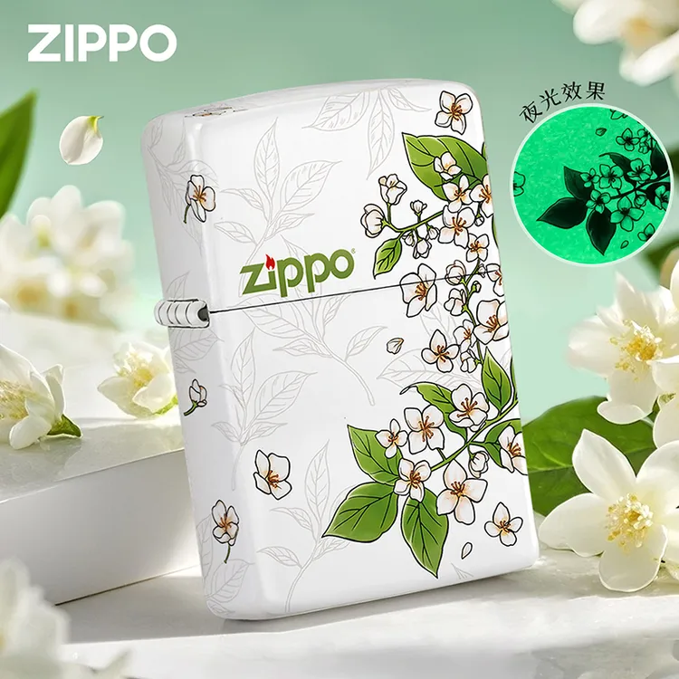 ZIPPO/之宝打火机茉莉花春绘茉莉彩印夜光君莫离送男朋友生日礼物
