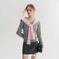 【雪宝专享】Kroche 25aw 撞色海军领系带披肩 V领宽松毛衣两件套