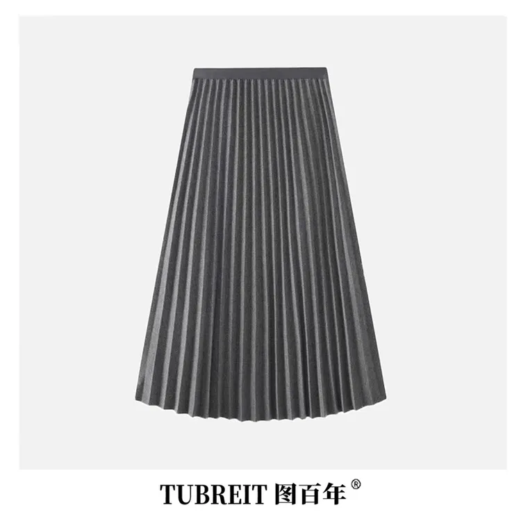 TUBREIT/图百年【福利】气质百搭半身裙秋冬厚款百褶裙中长款大摆裙