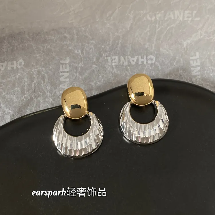 EarSpark 铜合金耳饰 【鎏光】耳钉S925银针时尚百搭气质轻奢设计感