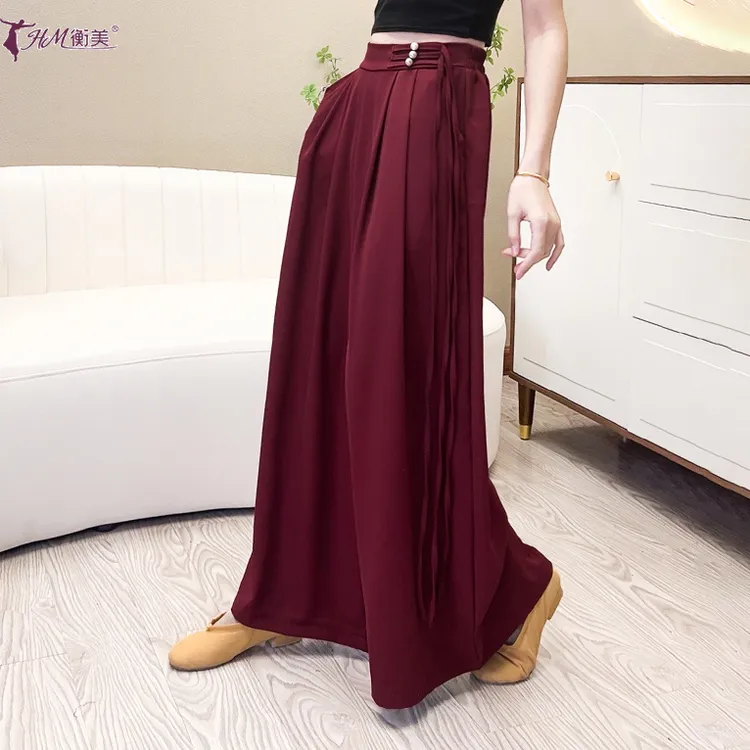 现代舞蹈裤中国古典舞飘逸宽松直筒阔腿裤女成人练功裤子秋冬新款