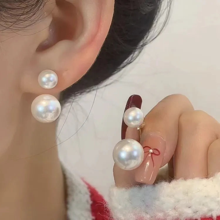 春夏美拉德色系百搭气质珠珠耳钉