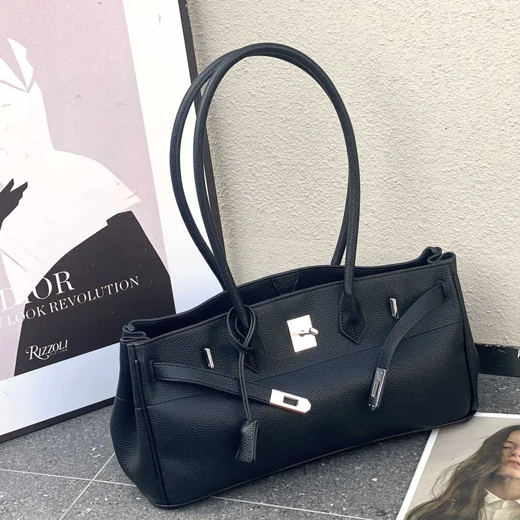 2025新款牛皮铂金包中古凯莉包手提托特包长手提横款单肩腋下包潮