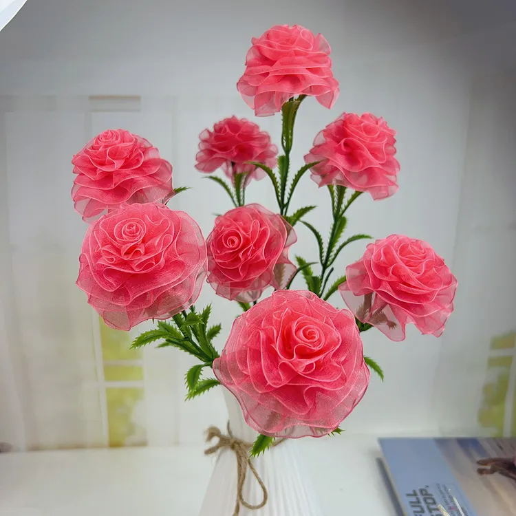 【有文精选】4cm彩色雪纱丝带转运玫瑰花束桌摆件手工DIY制作材料