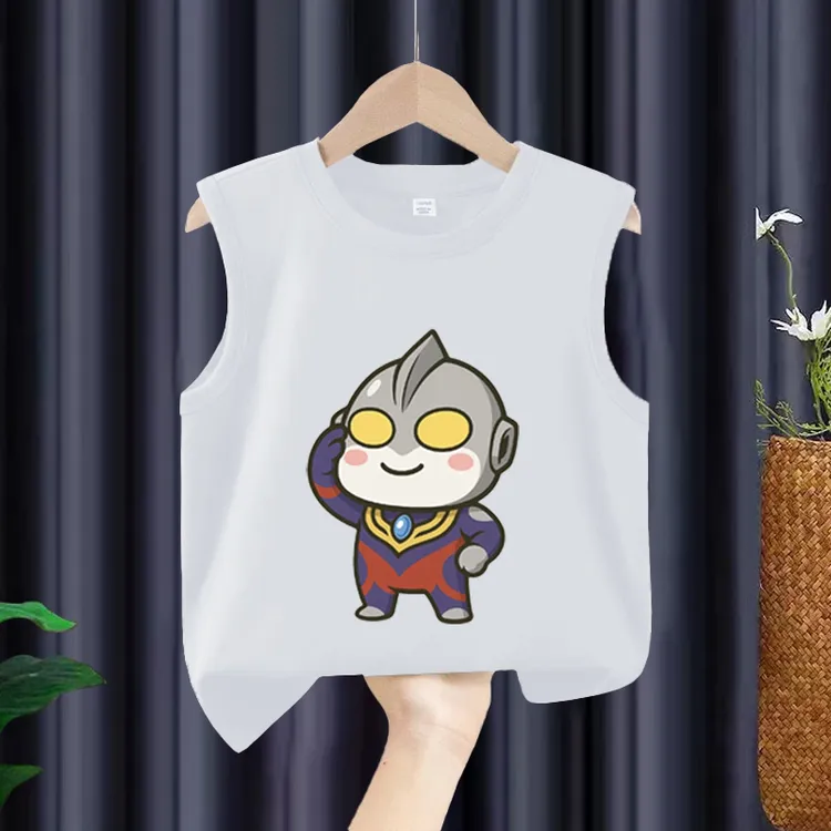100%纯棉儿童无袖坎肩背心夏季装潮款卡通风衣服男童女童t恤上衣