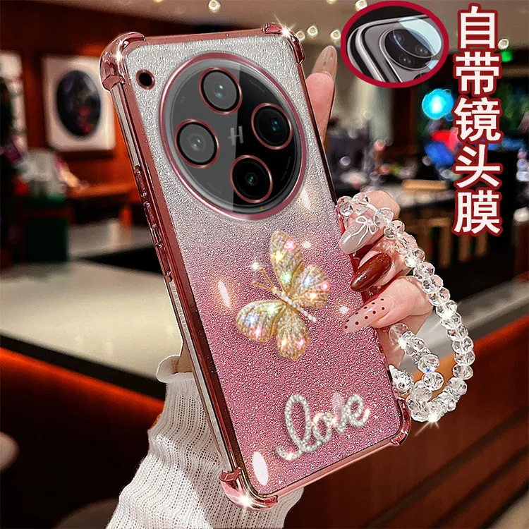 OPPO Findx8s+手机壳PLB110镜头全包镶钻立体蝴蝶女款气囊防摔套