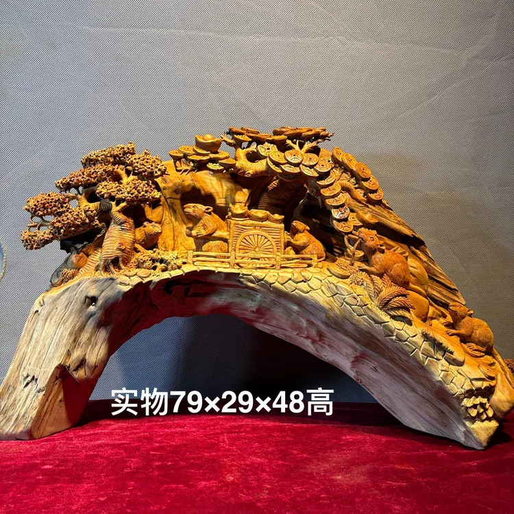 崖柏木雕五鼠运财纯手工雕刻创意工艺品中式根雕