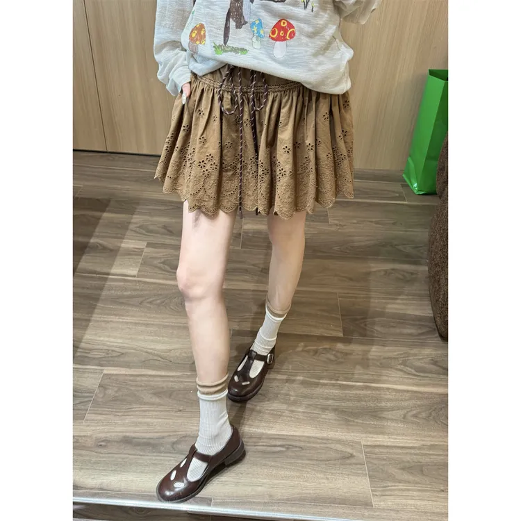 谢荞荞「拿铁啡啡」夏季新款波西米亚镂空度假风时髦百搭短半身裙