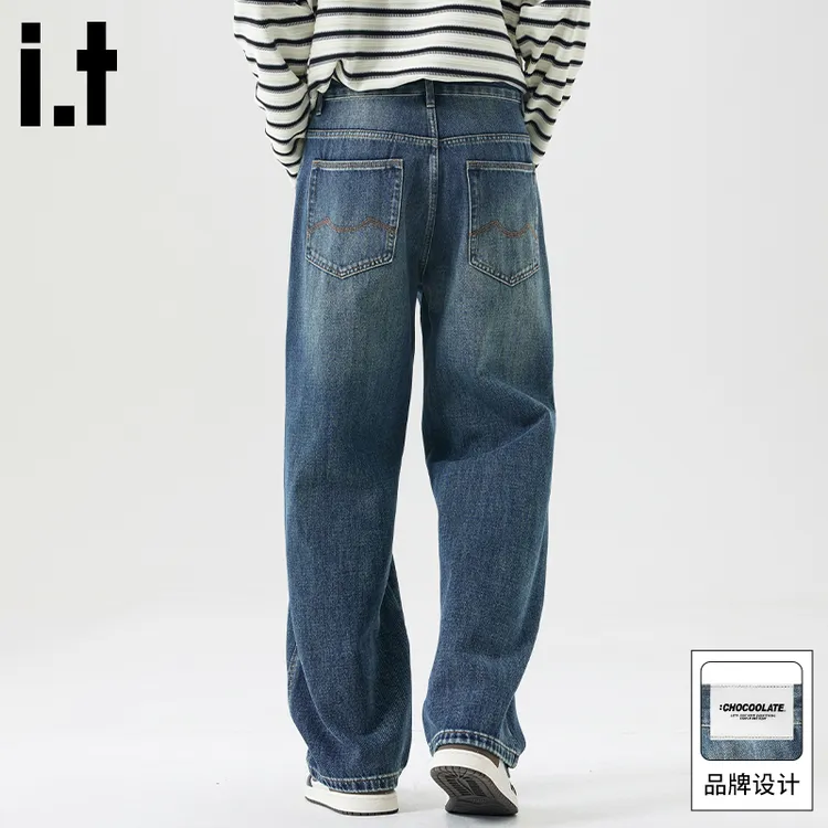 it :CHOCOOLATE春秋季宽松直筒牛仔裤男美式水洗复古高级感阔腿裤