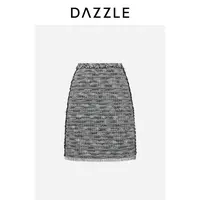 DAZZLE地素中裙黑色地素粗花呢中裙2D2S301