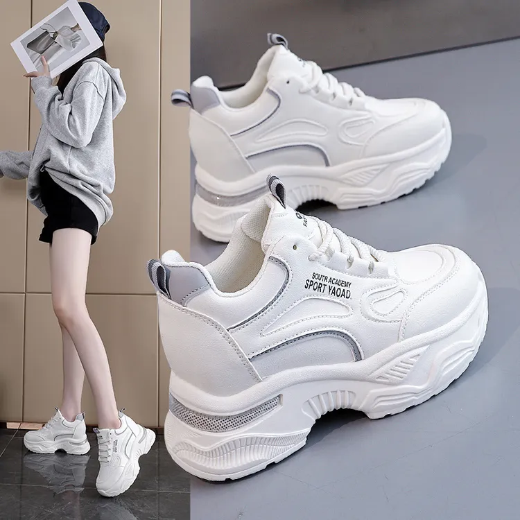 INS韩版新款老爹鞋女2025年秋季学生运动厚底内增高女鞋子AT901-1