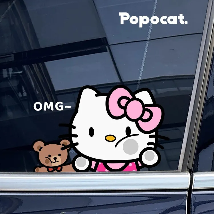 kitty猫汽车三角窗装饰贴纸无痕车贴车窗划痕遮挡车贴不伤车贴纸