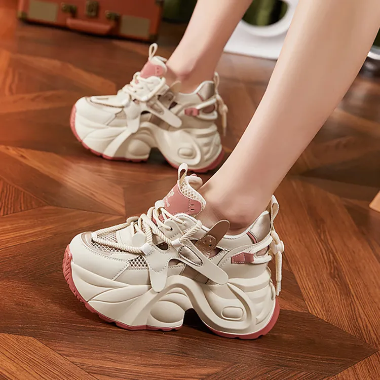 老爹鞋女2025夏季新款网面镂空凉鞋休闲鞋时尚百搭厚底内增高女鞋