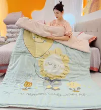 【气球小狮子】1.5米*2米纯棉双层纱秋冬被透气亲肤柔软可机洗