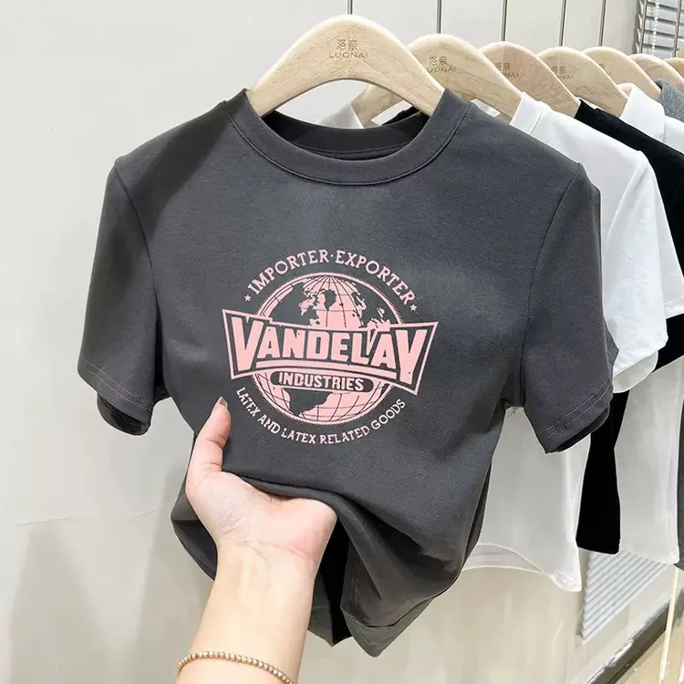 EUJE欧洲站百搭印花高级感洋气T恤春秋休闲上衣