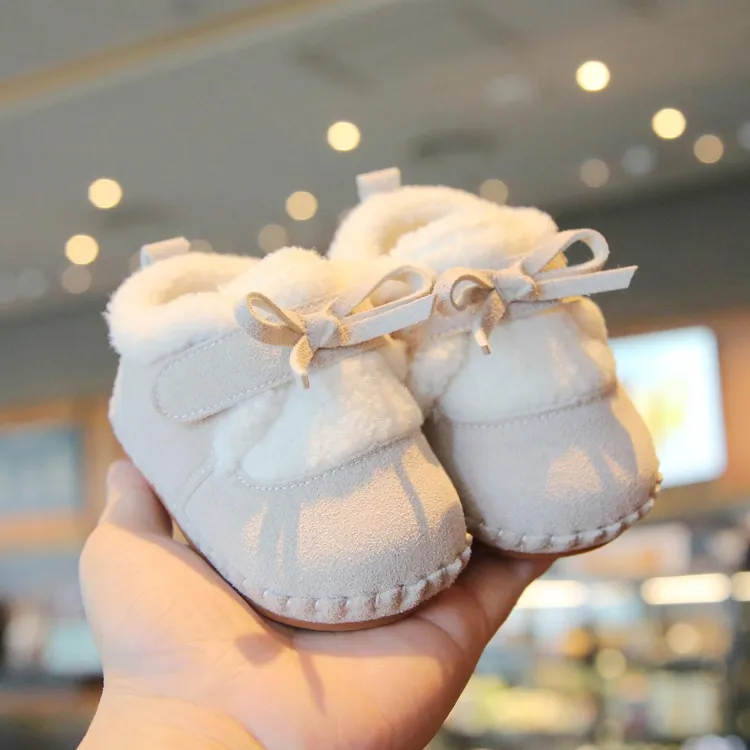 冬季加绒勃肯0-2岁婴幼儿男女宝宝防滑软底加绒保暖百搭学步鞋