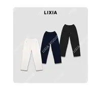 LIXIA【秋绪】慵懒风休闲时尚气质款抽绳阔腿长裤休闲裤-D9117