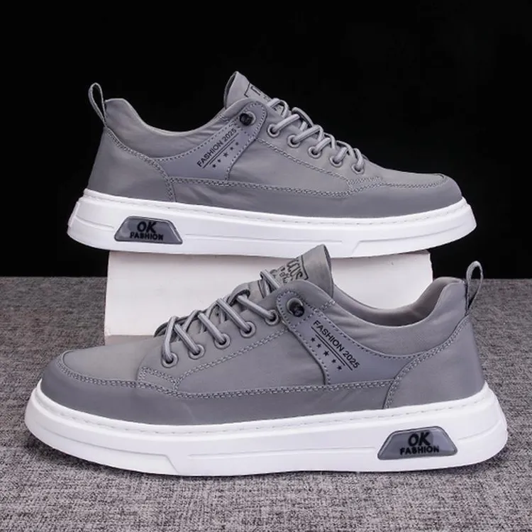 布鞋男士薄款2025夏季新款潮流软底百搭系带休闲鞋时尚防滑平板鞋