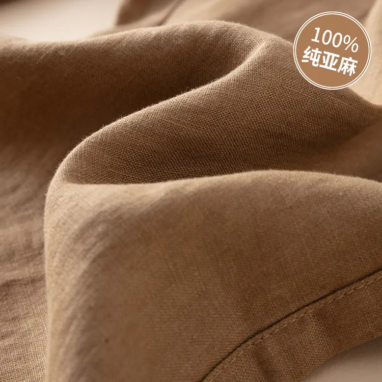 高端纯亚麻裤子女夏2025薄款垂感直筒长裤松弛感小个子窄版阔腿裤