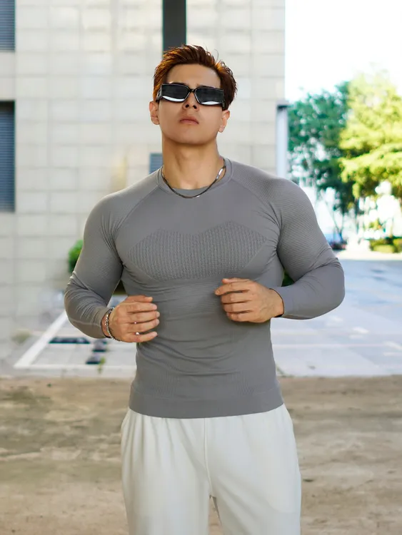 秋冬专业训练服男弹力健身服运动长袖跑步训练透气速干吸汗紧身T